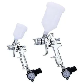 2 Piece HVLP Air Powered Gravity Feed Fed and Pot Spray Gun Paint Sprayer Set