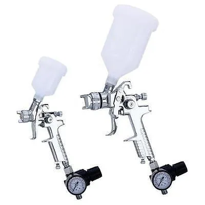 2 Piece HVLP Air Powered Gravity Feed Fed and Pot Spray Gun Paint Sprayer Set