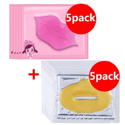 5pcs Collagen Crystal Gold Gel Lip Mask Anti-Aging Anti-wrinkle Moisturizer Lip Plumper