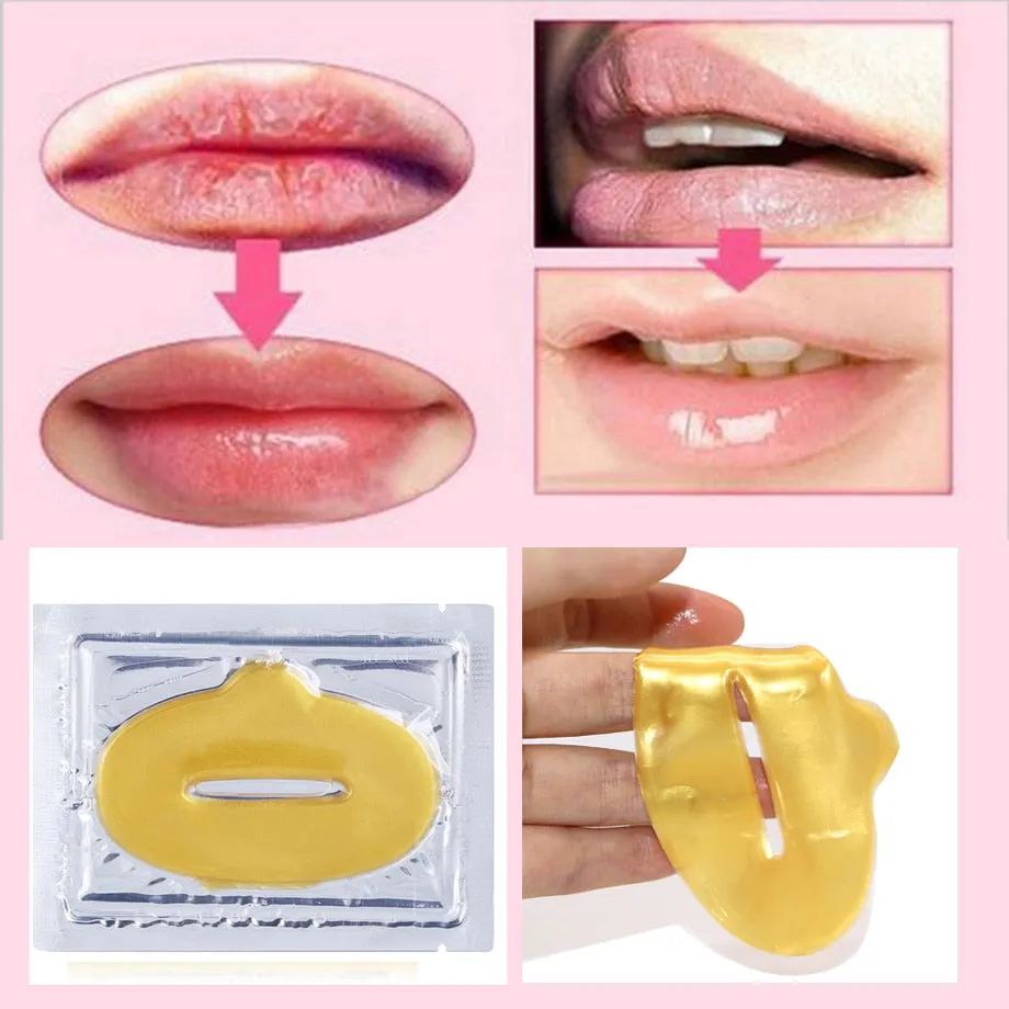 5pcs Collagen Crystal Gold Gel Lip Mask Anti-Aging Anti-wrinkle Moisturizer Lip Plumper
