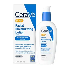 CeraVe AM Facial Moisturizing Lotion SPF30 3 Ounce Oil-Free Face Moisturizer with Sunscreen