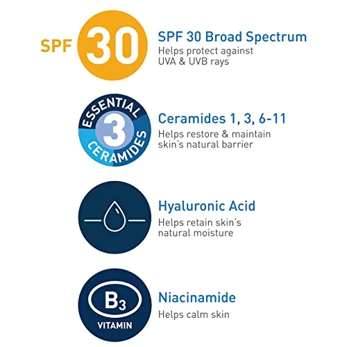 CeraVe AM Facial Moisturizing Lotion SPF30 3 Ounce Oil-Free Face Moisturizer with Sunscreen