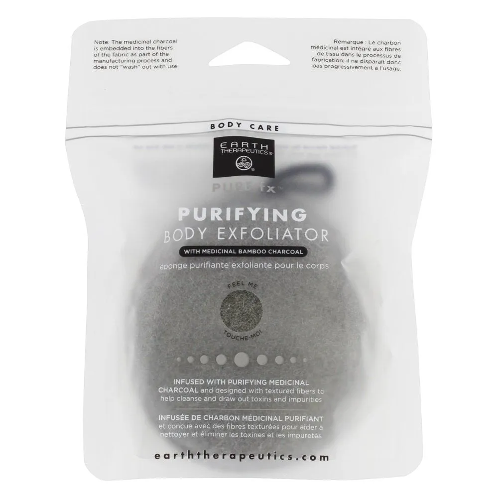 EARTH THERAPEUTICS - Purifying Body Exfoliator Sponge Black with Charcoal - 1 Sponge
