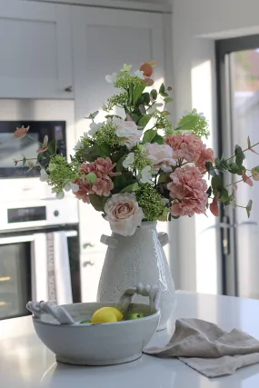 Faux Muted Blush Rose and Hydrangea Arrangement