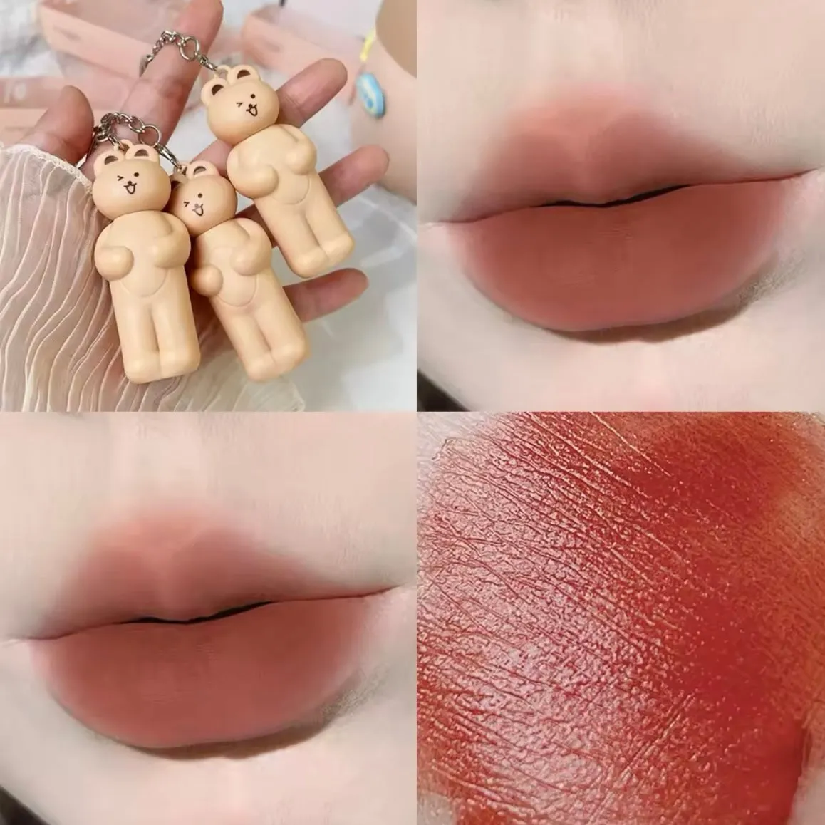 HERORANGE - 3pcs Bubble Bear Keychain Lip Gloss