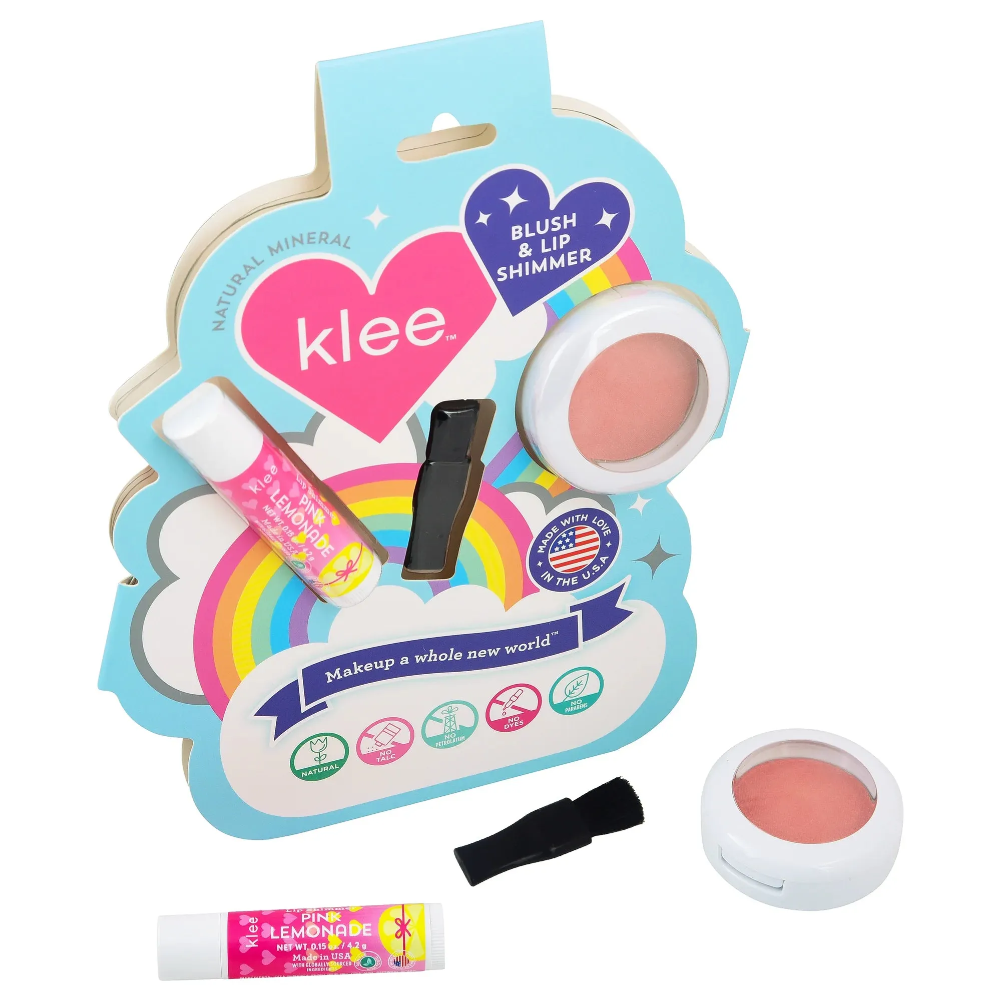 Klee Naturals Blush & Lip Shimmer Set: Honey Pink Buzz