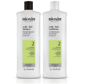 NIOXIN System 2 Cleanser 33.8oz & Scalp Therapy 33.8oz Duo Set